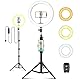 LED Ringlicht mit Stativ, 10 zoll / 25.4 CM Ringleuchte mit Stativ für handy Fernbedienung USB-betrieben 3 Lichtmodi 11 Helligkeitsstufen für Makeup, Live-Streaming, Selfie, Video-Chat, Vlog