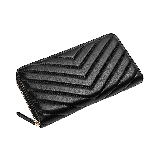DORIS&JACKY Women Leather Wallet Rfid Blocking Large Capacity Zipper Around Travel Wristlet Bags