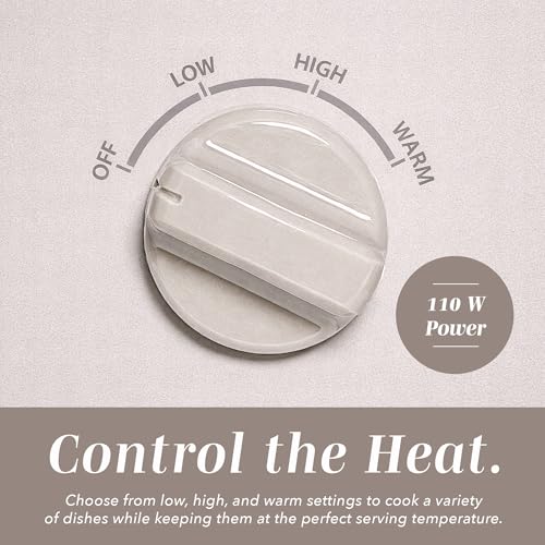 Image of COOK WITH COLOR 2QT Mini Electric Round Slow Cooker - Adjustable Settings, Removable Stoneware Pot, Tempered Glass Lid, Dishwasher Safe, Cool-Touch Side Handles, Greige