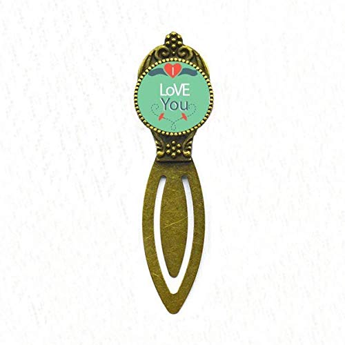 Marque-page de bureau rétro vert I Love You pour vos moments lecture