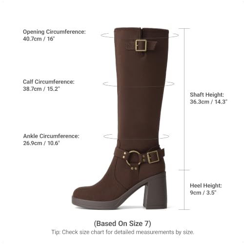 DREAM PAIRS Women's Platform Chunky Knee High Boots,Brown-Suede,8.5 - image 4