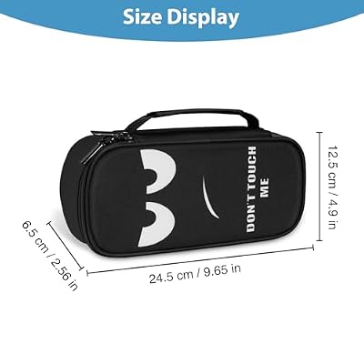 FINPAC Pencil Case, Large Capacity Multi-Use Pencil Case Box Organizer for Classroom, Office, or Travel with Carry Handle (Don't touch me)