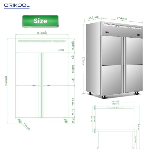 Image of 4-Door Dual Temp Reach-In Refrigerator Freezer Combo for Restaurant