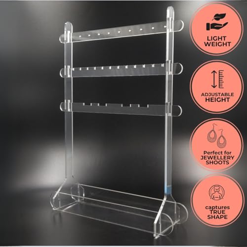 Image of SMILEDRIVE Acrylic Jewellery Display Stand-Perfect for Jewellery Shoots and Display, Organize Necklace, rings, ear rings and trinkets