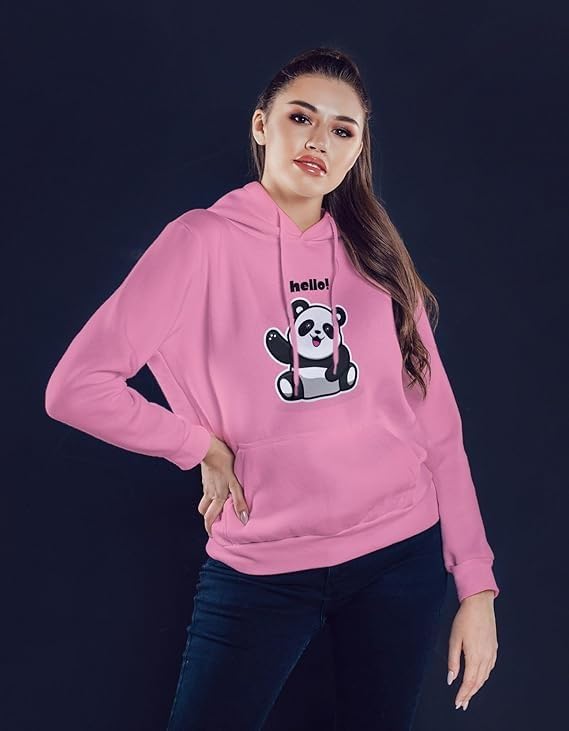 Image of Women's Printed Fleece Hoodie Sweatshirt | Soft Warm Winter Hooded Top for Women & Girls