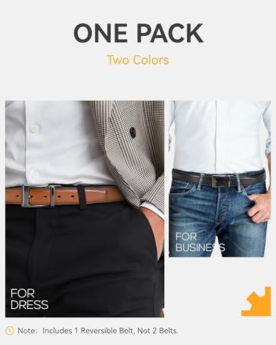 CHAOREN Reversible Belt Men 1 Piece - 1.25" Mens Belts Leather for Dress Pants - One Belt, Two Colors4