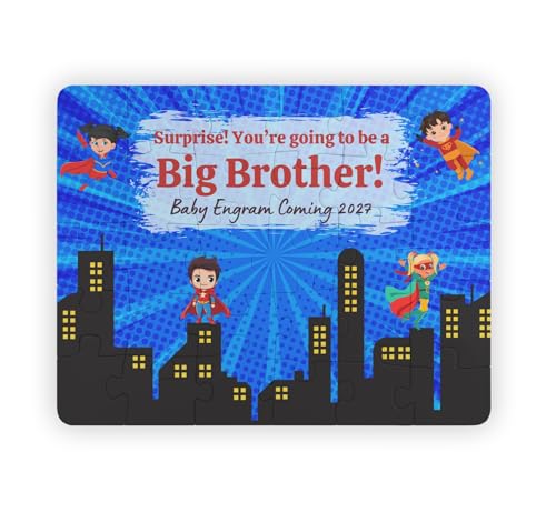 Hiding Place Boutique, Handmade Super Hero You're Going To A Big Brother Sister Puzzle Piece Surprise Sibling Jigsaw Announcement Child Reveal Expecting Coming Soon Kid Superhero Comic Book Cape Mask