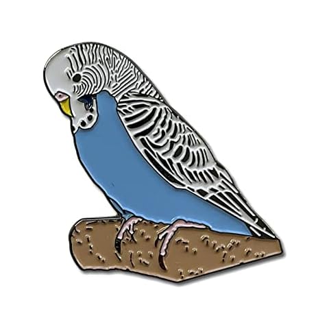 GBJUK Blue & White Budgie Bird Enamel Pin Lapel Badge with Butterfly Clasp Back Cover