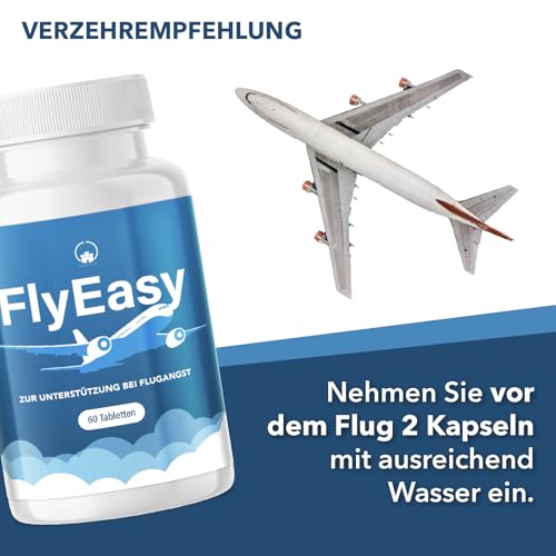 Saint Nutrition® FlyEasy – Reisetabletten - Pflanzliche Unterstützung für eine entspannte Flugerfahrung – Ideal für Reisende mit Flugangst – Natürliche Inhaltsstoffe - 60 Tabletten