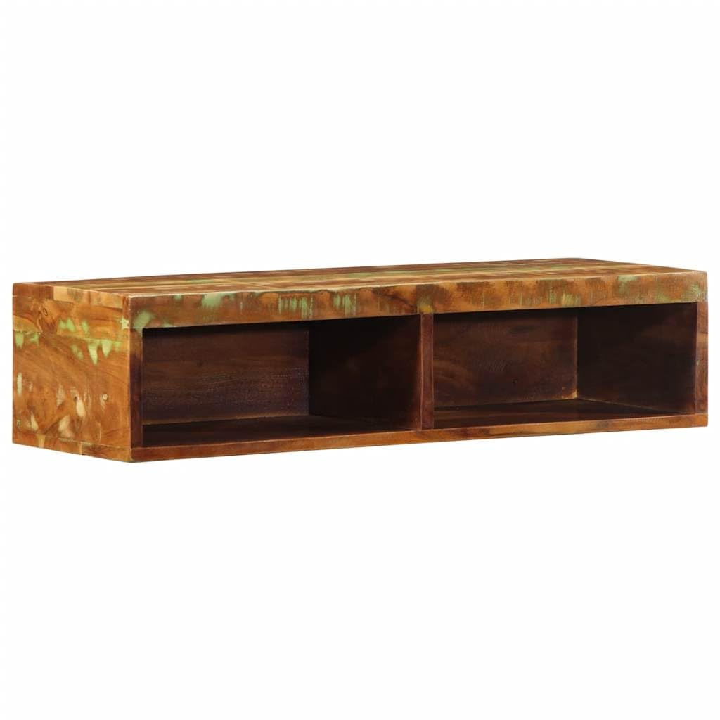 Mobile da parete per TV, 80 x 30 x 19 cm, in legno massiccio anticato, multicolore, con porta e cassetto, salvaspazio, per soggiorno, home theatre, gaming, spazio per DVD, CD, vinile e
