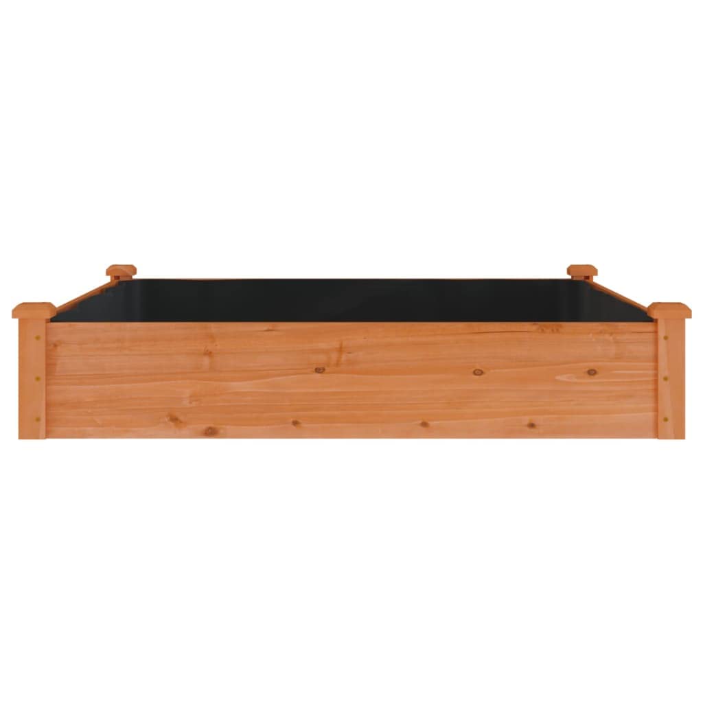 Bancal alto 120 x 120 x 25 cm, madera de abeto marrón con fieltro, bancal de jardín para balcón y jardín pequeño, suelo abierto