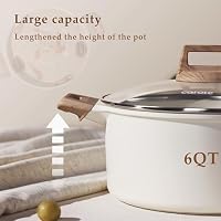 CAROTE Nonstick Stock Pot with Lid, 6 Quart White Granite — image 5