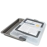 RBV Birkmann Backblech mit Deckel | Kuchen Transportbox zum Backen, Aufbewahren und Transportieren als Pizzablech oder Kuchenform | Brownie Backform rechteckig 42 x 29 cm | grau | Basic Baking