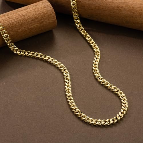 Gold Necklace for Women 14K Gold Chain for Men Clean and Undecorated Design Dainty Chunky Cuban Link Chain for Women Necklace4