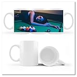 Taza de té de café con foto de billar, bolas de mesa de juego Cues No. H6995M_Cup