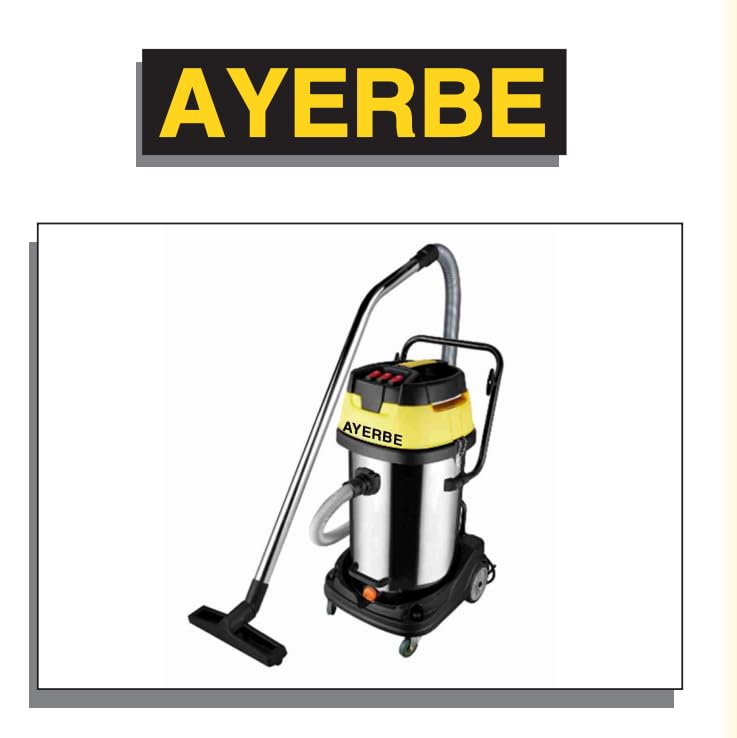 AYERBE Aspirador para polvo y agua inoxidable 90 L. INOXIDABLE Potencia 3000 W. 3 motores. Plateado