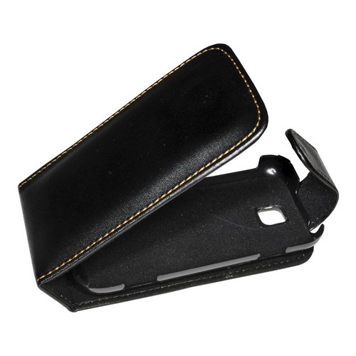 Mobilfunk Krause Flip Hülle Etui Handytasche Tasche Hülle für Samsung GT-S5330 / S5330 (Schwarz)