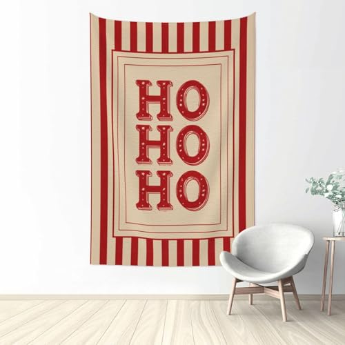Tenture Vintage Christmas Ho Ho Ho - Tapisserie Murale de Noël pour Chambre et Salon L