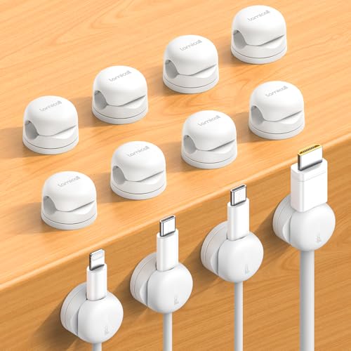 Lamicall 12Pack Rotatable Cord Organizer, Office Desk Nightstand Accessories - Cable Clips...