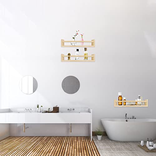 Myharney 3Pcs Nursery Book Shelves Natural Wood Floating Book Shelves For Wall Book Shelf Organizer Wall Bookshelf For Kids Hanging Bookshelf For Kids Room Home Kitchen #TOP6