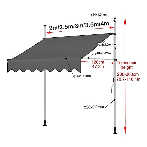 Toldo retráctil para patio de altura ajustable impermeable y protección solar 7