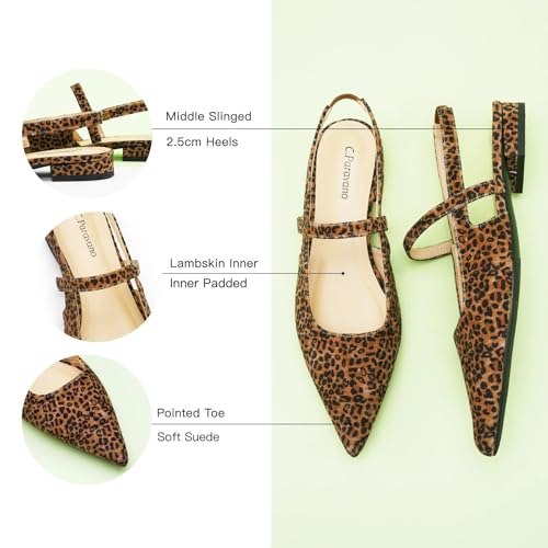 Image of C.Paravano Slingback Flats for Women Pointed Toe Sandal Dressy Shoes