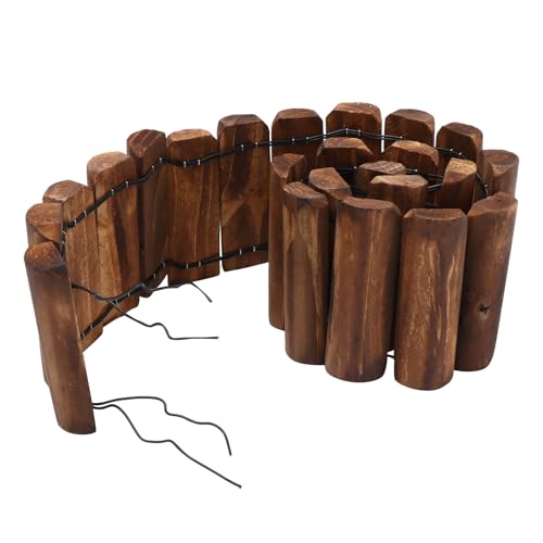 IWOWHERO Valla de Madera Anticorrosiva para Jardín y Macizos de Flores, Borde Decorativo Flexible de 15 CM para Patios y Balcones