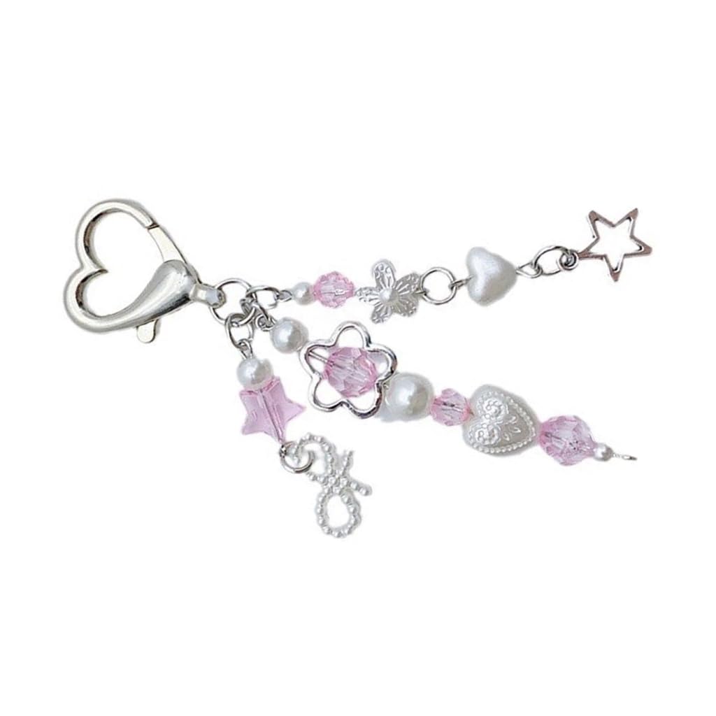 JSGHGDF Cute Star Bowknot Butterfly Pendant Phone Charm Hanging Rope Phone Strap Bag Decoration Lanyards Keychain Accessories