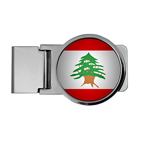 ExpressItBest Premium Money Clip - Flag of Lebanon (Lebanese) - Round Design
