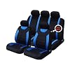 Cloth Car Seat Cover Cloth Material Blue and Black 9pc Set Front Rear