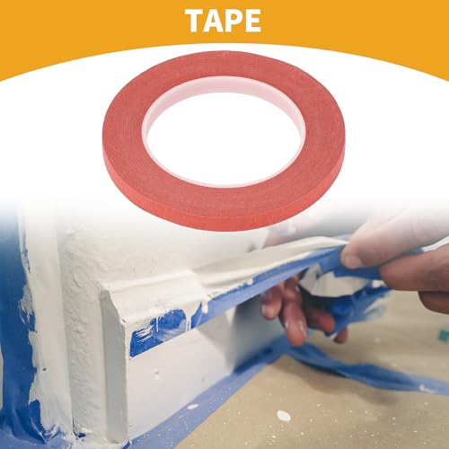 Image of 1 Pc Painters Tape Masking Master Tape Easy Removal Red 5000x1x0.01cm / 54.68 Yards x 0.39 Inches x 140um