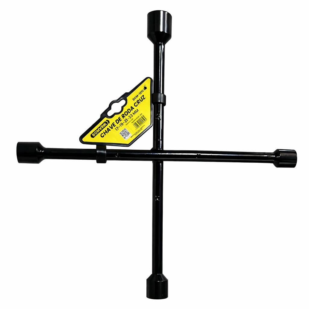 Chave de Roda Cruz 4 Pontas, Aço Reforçado, 17mm 19mm 21mm 33mm, Automotiva