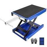 Motorcycle Lift, 1100 Lbs Capacity Motorcycle Scissor Jack with Upgraded Anti-Slip Bottom and Thickened Rubber Wide Deck,Steel Motor Bike Hoist Stand with Crank for ATV, Cruiser Bikes, Dirt Bikes