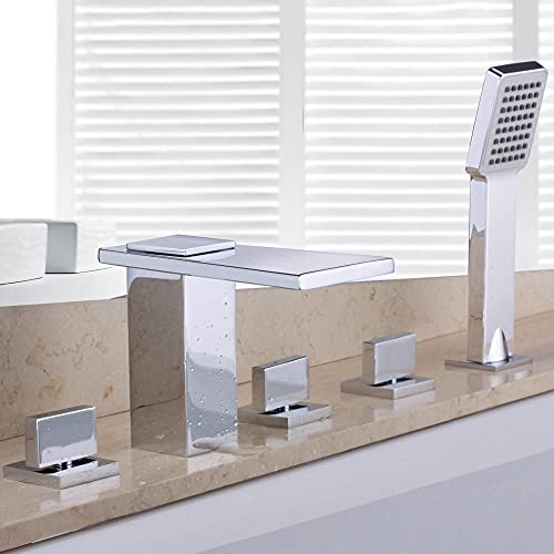Mitigeur baignoire 4 trous avec kit de douche cascade et double commande - 2