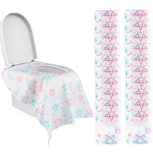 20 Piezas Protector WC Desechable Niños Adultos Fundas Desechables para Inodoro Cubre WC Desechable Asiento de Inodoro Desechable Fundas Inodoro Desechables Viaje, Envueltas Individualmente 65X60cm