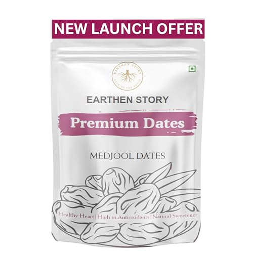 Image of Earthen Story Jumbo Medjool Dates 500g | No Added Sugar or Preservatives | Rich in Fiber & Potassium | Healthy Snack | Natural, Soft Khajoor | Glueten free Khajur
