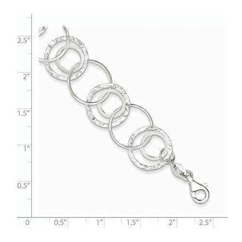 925 Sterling Silver Polished and Textured Fancy Circle Link Bracelet2
