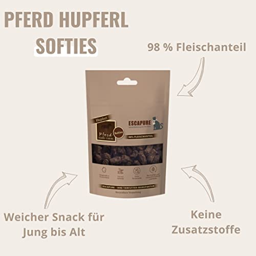 Escapure Katzen Leckerli Beutel | Pferd Hupferl 80g | Pferd Hupferl in Premium Qualität | 98% Muskelfleisch | ohne künstliche Zusatzstoffe und frei von Getreide