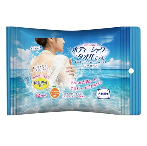 UYEKI(ウエキ) ボディーシャワータオル CooL 12枚入(アルコール メントール不使用/防災・アウトドア・介護)