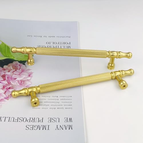 Pexintek 2 Pack Gold Modern Cabinet Handles 128mm Hole Centers Kitchen Bathroom bedrooms Study Furniture Door Vintage Pulls with Screws for Cupboards Drawer Wardrobe Dresser (Gold Vintage) - Image 2