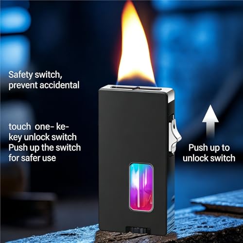 Mechero de metal resistente al viento con llama ajustable para acampada 4