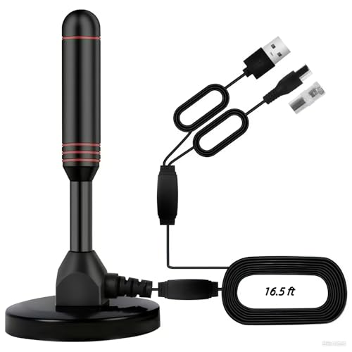 TV Antenna Indoor for Smart TV,Digital Indoor HD Antennas with Magnetic Base,Wavemax TV Antenna 2025 4K 1080P with Amplifier Signal Booster,Rewave Antenna for Local Channels 5M/16.4ft HDTV Cable