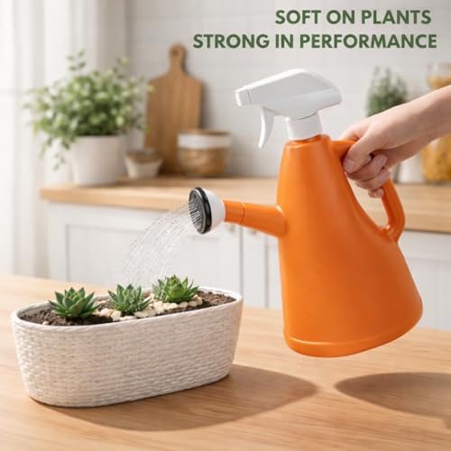 Image of Urban Upvan Watering and Spray Dual-Use Watering Can 1L | Garden Watering Sprayer Bottle with Adjustable Nozzle | Indoor Outdoor Plant Watering Tool for Home, Balcony & Garden (Orange)