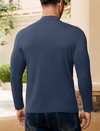 Vssjavun Mens Mock Turtleneck Sweater Long Sleeve Basic Slim Fit Pullover Sweaters Thermal Lightweight Undershirts
