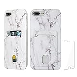 Oddss Case Compatible iPhone 8 Plus iPhone 7 Plus Case Card Holder Slot Marble Ultra-Slim Thin Soft TPU Clear Cover Compatible iPhone 8 Plus /7 Plus(5.5