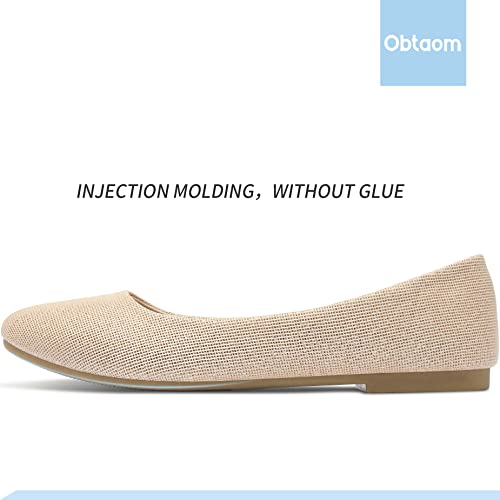 Image of Obtaom Round Toe Women Flat Shoes Slip on Girls Dress Black Ballet Flats