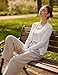 GRACE KARIN Women's Long Sleeve Button Down Cardigan Sweater Lightweight Classic V-Neck Knit Shrug Fashion Clothes White S