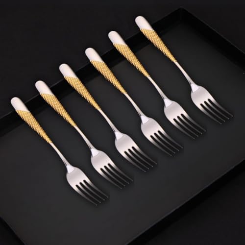 Image of Dinner Fork Set, Food-Grade Stainless Steel Dinner Fine Combo, Chammach Set, Flatware for Home, Kitchen or Restaurant - Mirror Polished, Dishwasher Safe (12 Pcs Big Fork, Silver)