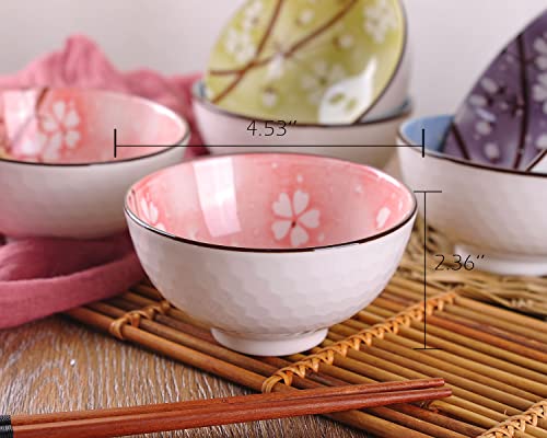 Whjy Cherry Bloom Chinese Japanese Ceramic Rice Bowl 10 Oz, Sakura Bowl Gift Set thumb #1