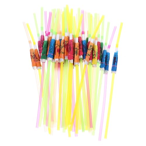 100 pitillos desechables de papel flexibles en forma de sombrilla miniatura 1